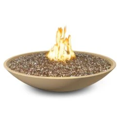 American Fyre Designs Marseille 48-Inch Round Concrete Gas Fire And Water Bowl