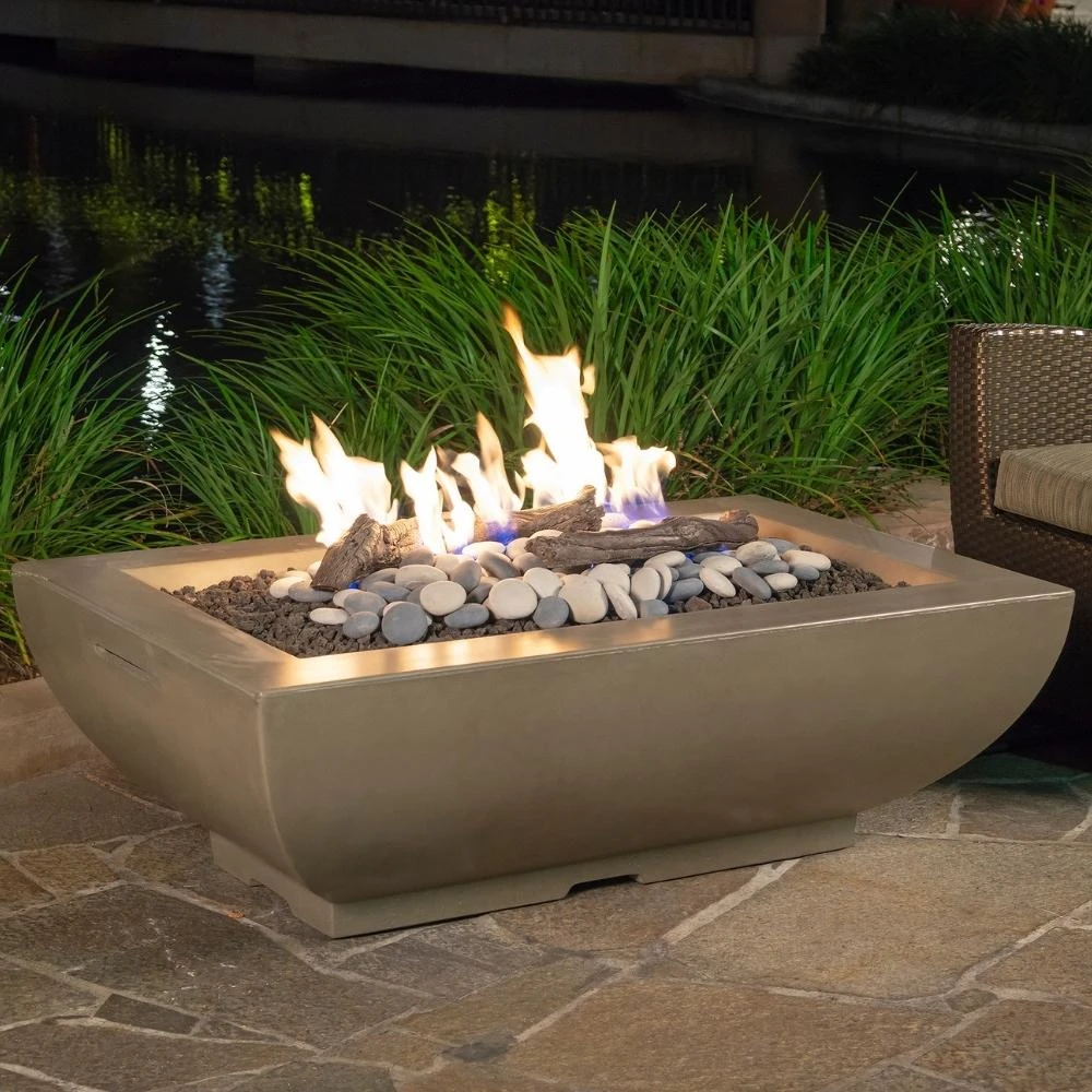 American Fyre Designs Bordeaux 50-Inch Rectangular Concrete Gas Fire Bowl 2 American Fyre Designs Bordeaux 50-Inch Rectangular Concrete Gas Fire Bowl - Image 2
