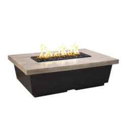 American Fyre Designs Contempo 52-Inch "Reclaimed Wood" Rectangular Gas Fire Pit Table -Dimplex Officials american fyre designs american fyre designs contempo 54 reclaimed wood rectangular gas fire pit table silver pine manual ignition system natural gas 28357004853342