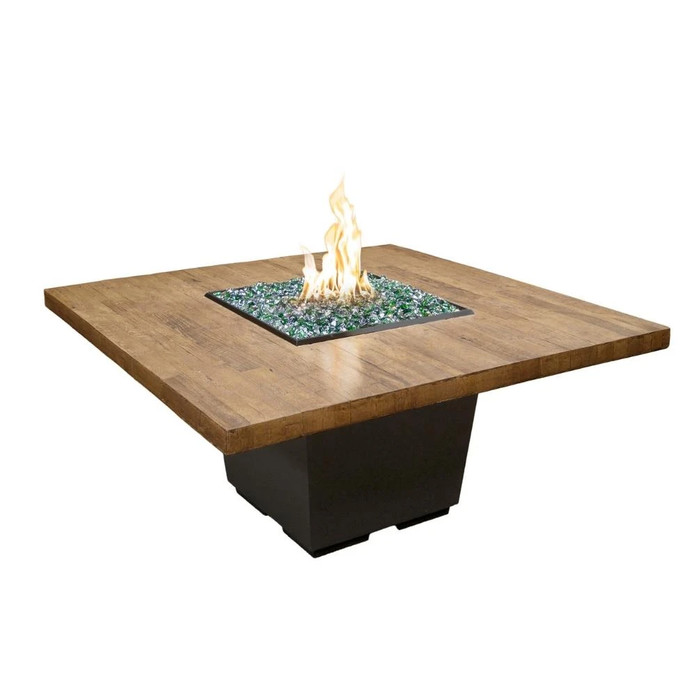 American Fyre Designs Cosmopolitan 60-Inch "Reclaimed Wood" Square Gas Fire Pit Dining Table 1 American Fyre Designs Cosmopolitan 60-Inch "Reclaimed Wood" Square Gas Fire Pit Dining Table