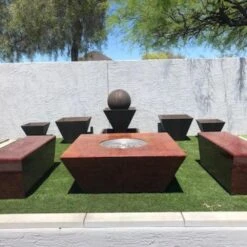 Athena Olympus 48-Inch Square Concrete Gas Fire Pit Table -Dimplex Officials athena athena olympus square concrete gas fire pit table rust 28359566524510