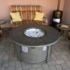 AZ Patio Heaters Brushed Wood 44-Inch Round LP Fire Pit Table (FS-2017-FPT) -Dimplex Officials az patio heaters az patio heaters brushed wood aluminum 44 round gas fire pit table fs 2017 fpt 28397160038494