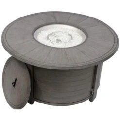 AZ Patio Heaters Brushed Wood 44-Inch Round LP Fire Pit Table (FS-2017-FPT) -Dimplex Officials az patio heaters az patio heaters brushed wood aluminum 44 round gas fire pit table fs 2017 fpt 28397197525086