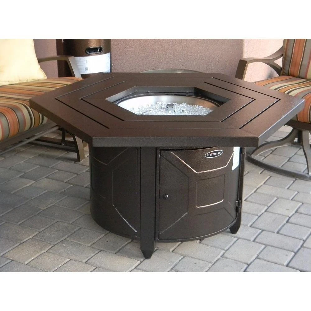 AZ Patio Heaters Hammered Bronze Hexagon LP Fire Pit Table (F-HEX-FPT) 5 AZ Patio Heaters Hammered Bronze Hexagon LP Fire Pit Table (F-HEX-FPT) - Image 5