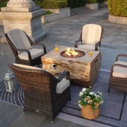 Direct Wicker 44-Inch Rectangular Tree Stump LP Fire Pit Table (PAG-2170) -Dimplex Officials copy of direct wicker rectangle stainless steel firepit in grain pattern pag 2170 8844053028602 28892987687006