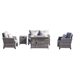 Direct Wicker Amora 5-Piece Outdoor Furniture Set With LP Fire Pit Table (PAF-1801-New)