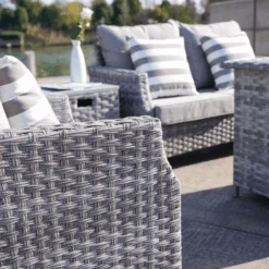 Direct Wicker Amora 5-Piece Outdoor Furniture Set With LP Fire Pit Table (PAF-1801-New) -Dimplex Officials direct wicker amora 5 piece gas fire sofa seating group 28877640892510