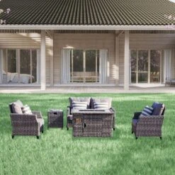 Direct Wicker Amora 5-Piece Outdoor Furniture Set With LP Fire Pit Table (PAF-1801-New) -Dimplex Officials direct wicker amora 5 piece outdoor furniture set with lp fire pit table paf 1801 new paf 1801 new 28941308002398