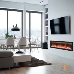 Dynasty Allegro 58-Inch To 82-Inch Flush Mount Smart Electric Fireplace -Dimplex Officials dynasty allegro 58 inch to 82 inch built in linear smart electric fireplace 30283780653150
