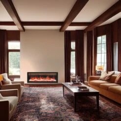 Dynasty Allegro 58-Inch To 82-Inch Flush Mount Smart Electric Fireplace -Dimplex Officials dynasty allegro 58 inch to 82 inch built in linear smart electric fireplace 30283780751454