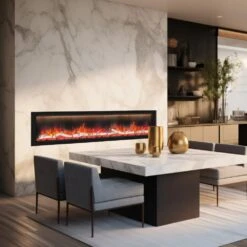 Dynasty Allegro 58-Inch To 82-Inch Flush Mount Smart Electric Fireplace -Dimplex Officials dynasty allegro 58 inch to 82 inch built in linear smart electric fireplace 82 wide dy bfm82 30283780784222