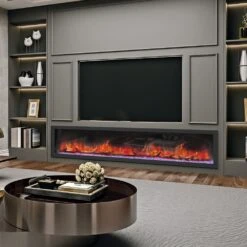 Dynasty Cascade 42-Inch To 82-Inch Built-in Linear Smart Electric Fireplace -Dimplex Officials dynasty cascade 42 inch to 82 inch built in linear smart electric fireplace 29855476121694