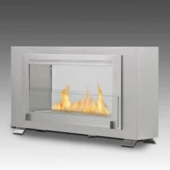 Eco-Feu Montreal 42-Inch 2-Sided Free Standing/Built-in Ethanol Fireplace -Dimplex Officials eco feu eco feu montreal 42 2 sided free standing built in ethanol fireplace stainless steel 13722749141086