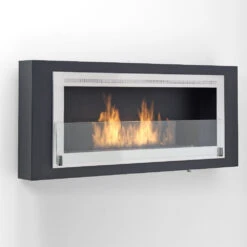 Eco-Feu Santa Lucia 54-Inch Wall Mounted / Built-in Ethanol Fireplace -Dimplex Officials eco feu eco feu santa lucia 54 ul listed wall mounted built in ethanol fireplace matte black with stainless molding 13341136126046