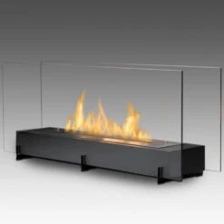 Eco-Feu Vision II 38-Inch Free Standing Ethanol Fireplace -Dimplex Officials eco feu eco feu vision ii 38 free standing ethanol fireplace matte black 13341700391006