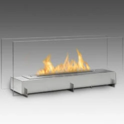 Eco-Feu Vision II 38-Inch Free Standing Ethanol Fireplace -Dimplex Officials eco feu eco feu vision ii 38 free standing ethanol fireplace stainless steel 13337112805470
