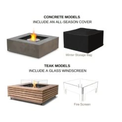 EcoSmart Fire Base 40-Inch Square Fire Pit Table -Dimplex Officials ecosmart fire base 40 inch square fire pit table 29706745970782