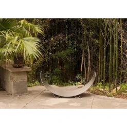 Fire Pit Art Crescent Log Rack In Stainless Steel (CRLR-Stainless) -Dimplex Officials fire pit art fire pit art crescent log rack in stainless steel crlr stainless 11210952310878