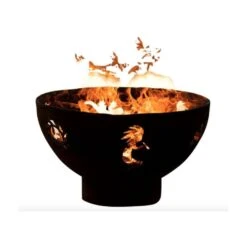 Fire Pit Art Kokopelli 36-Inch Handcrafted Carbon Steel Gas Fire Pit