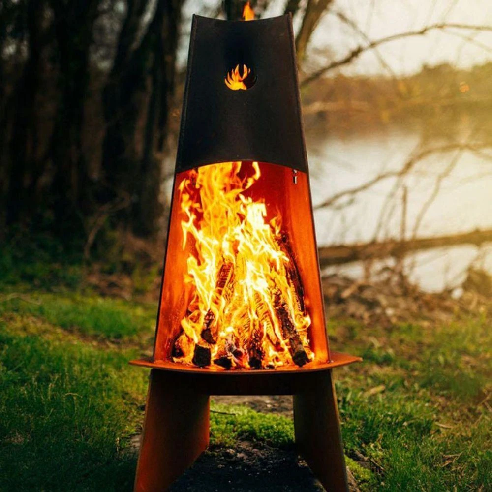 Fire Pit Art Vesuvius 21-Inch Handcrafted Carbon Steel Fire Pit (VES) 2 Fire Pit Art Vesuvius 21-Inch Handcrafted Carbon Steel Fire Pit (VES) - Image 2