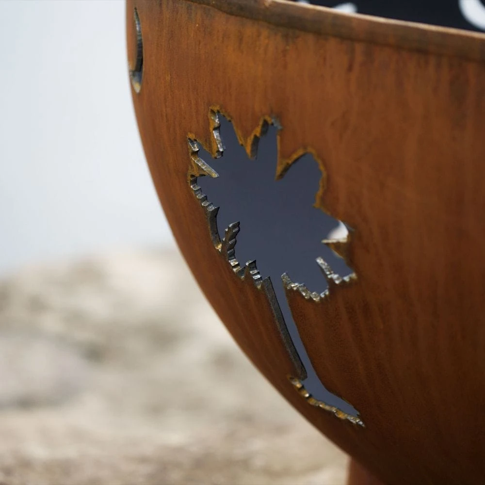 Fire Pit Art Tropical Moon 36-Inch Handcrafted Carbon Steel Gas Fire Pit 5 Fire Pit Art Tropical Moon 36-Inch Handcrafted Carbon Steel Gas Fire Pit - Image 5