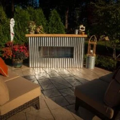 Firegear Kalea Bay Outdoor Linear Vent Free Gas Fireplace With LED Lights -Dimplex Officials firegear firegear kalea bay free standing outdoor linear gas fireplace with led lights 28355680305246