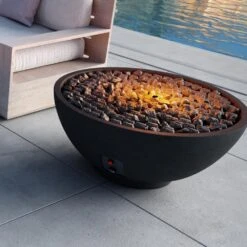 Firegear Sanctuary 39-Inch Round Concrete Gas Fire Bowl -Dimplex Officials firegear firegear sanctuary 39 round concrete gas fire bowl raven match lit mt 28087382016094