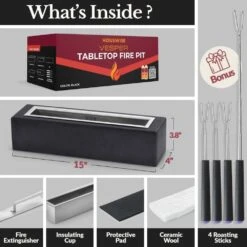 Houswise Vesper 15-Inch Rectangular Table Top Ethanol Fire Pit -Dimplex Officials houswise vesper 15 inch rectangular table top ethanol fire pit 30640556572766