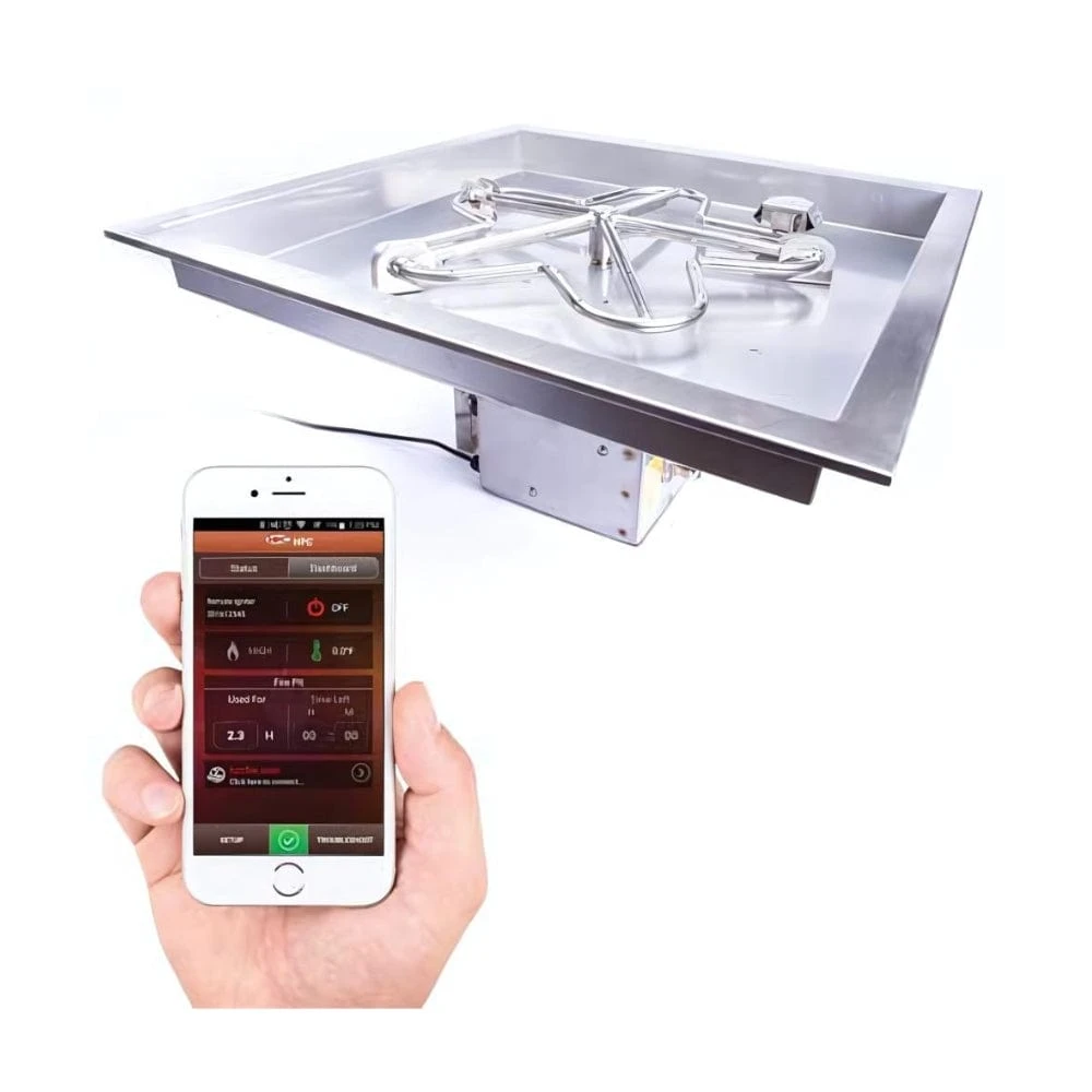 HPC Square Bowl Gas Fire Pit Insert With Hi/Lo Electronic Ignition And Torpedo Burner 4 HPC Square Bowl Gas Fire Pit Insert With Hi/Lo Electronic Ignition And Torpedo Burner - Image 4