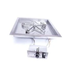 HPC Square Flat Gas Fire Pit Insert With Push Button Ignition