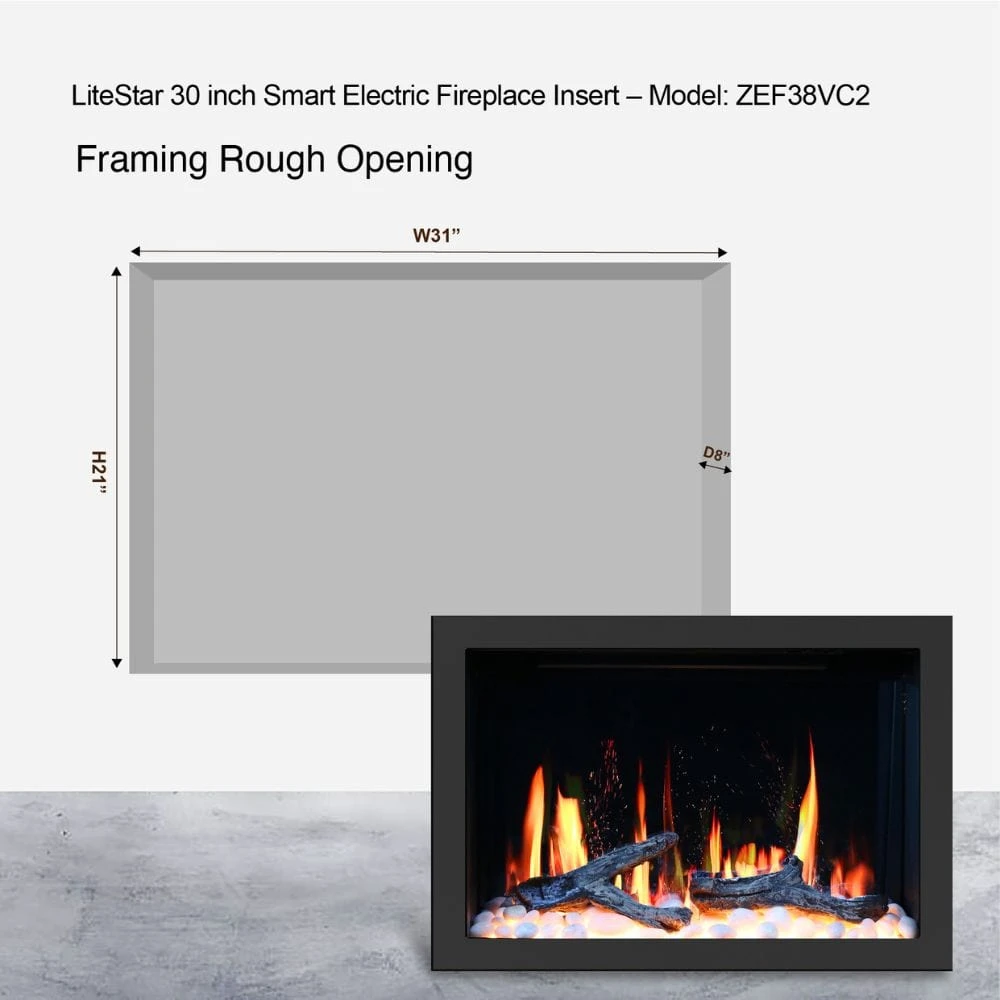 Litedeer Homes LiteStar Smart Built-In Electric Fireplace Insert With Real Flame Effect 17 Litedeer Homes LiteStar Smart Built-In Electric Fireplace Insert With Real Flame Effect - Image 17