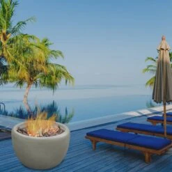 Modern Blaze 27-Inch Round Concrete Fire Bowl -Dimplex Officials modern blaze 27 inch round concrete fire bowl 29502868095070