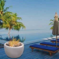 Modern Blaze 27-Inch Round Concrete Fire Bowl -Dimplex Officials modern blaze 27 inch round concrete fire bowl 29502868160606