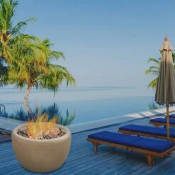 Modern Blaze 27-Inch Round Concrete Fire Bowl -Dimplex Officials modern blaze 27 inch round concrete fire bowl 29502868553822