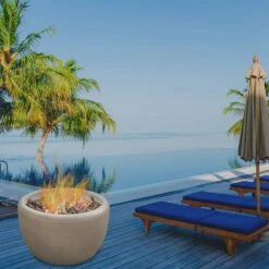 Modern Blaze 27-Inch Round Concrete Fire Bowl -Dimplex Officials modern blaze 27 inch round concrete fire bowl 29502868783198