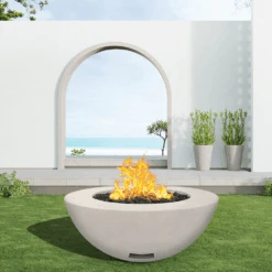 Modern Blaze 42-Inch Round Concrete Gas Fire Bowl With Match Lit Ignition -Dimplex Officials modern blaze 42 inch round concrete gas fire bowl with match lit ignition 29282588360798