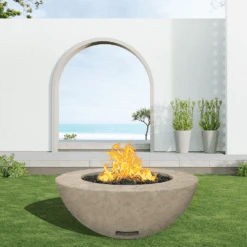 Modern Blaze 42-Inch Round Concrete Gas Fire Bowl With Match Lit Ignition -Dimplex Officials modern blaze 42 inch round concrete gas fire bowl with match lit ignition 29282589081694