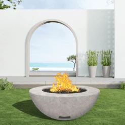 Modern Blaze 42-Inch Round Concrete Gas Fire Bowl With Match Lit Ignition -Dimplex Officials modern blaze 42 inch round concrete gas fire bowl with match lit ignition 29282589114462