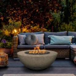 Modern Blaze 42-Inch Round Concrete Gas Fire Bowl With Match Lit Ignition -Dimplex Officials modern blaze 42 inch round concrete gas fire bowl with match lit ignition 29537243103326