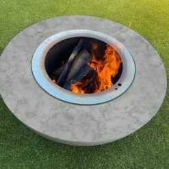 Modern Blaze 42-Inch Smokeless Round Concrete Fire Bowl -Dimplex Officials modern blaze 42 inch smokeless round concrete fire pit 29749161033822