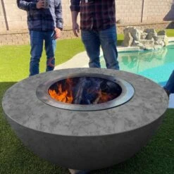 Modern Blaze 42-Inch Smokeless Round Concrete Fire Bowl -Dimplex Officials modern blaze 42 inch smokeless round concrete fire pit 29749161164894