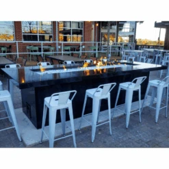 Modern Blaze Aleutian Islands Dining Height Fire Pit Table With Burner Cover And Wind Screen