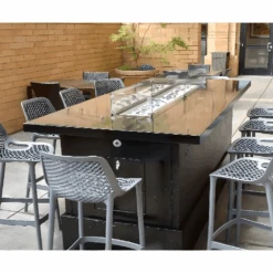 Modern Blaze Aleutian Islands Dining Height Fire Pit Table With Burner Cover And Wind Screen -Dimplex Officials modern blaze aleutian islands dining height fire pit table with burner cover and wind screen 29964584812638