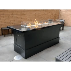 Modern Blaze Aleutian Islands Dining Height Fire Pit Table With Burner Cover And Wind Screen -Dimplex Officials modern blaze aleutian islands dining height fire pit table with burner cover and wind screen 29964584845406