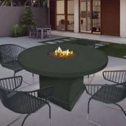 Modern Blaze Mt. Lassen 54-Inch Round Concrete Chat Height Fire Pit Table -Dimplex Officials modern blaze mt lassen 54 inch round concrete chat height fire pit table 29439839043678