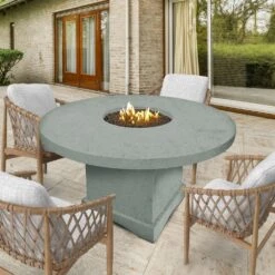 Modern Blaze Mt. Lassen 54-Inch Round Concrete Chat Height Fire Pit Table -Dimplex Officials modern blaze mt lassen 54 inch round concrete chat height fire pit table 29439839076446