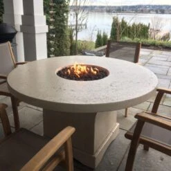 Modern Blaze Mt. Lassen 54-Inch Round Concrete Chat Height Fire Pit Table -Dimplex Officials modern blaze mt lassen concrete 25 chat height fire pit table 28666872528990