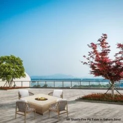 Modern Blaze Mt. Shasta 42-Inch Square Concrete Dining Height Fire Pit Table -Dimplex Officials modern blaze mt shasta 42 inch square concrete dining height fire pit table 29702455230558