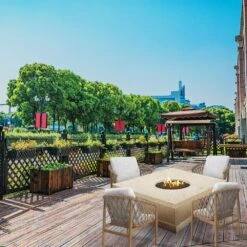 Modern Blaze Mt. Shasta 42-Inch Square Concrete Dining Height Fire Pit Table -Dimplex Officials modern blaze mt shasta 42 inch square concrete dining height fire pit table 29702455296094