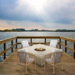 Modern Blaze Mt. Shasta 42-Inch Square Concrete Dining Height Fire Pit Table -Dimplex Officials modern blaze mt shasta 42 inch square concrete dining height fire pit table 29702455361630